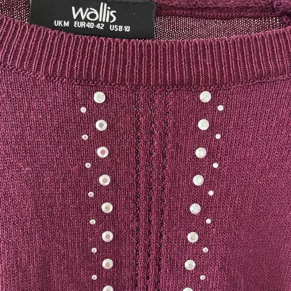 Ladies Women Knitted Long Sleeve Crew Neck Jumper Sweater Rhinestone Pullover - Picture 3 of 13